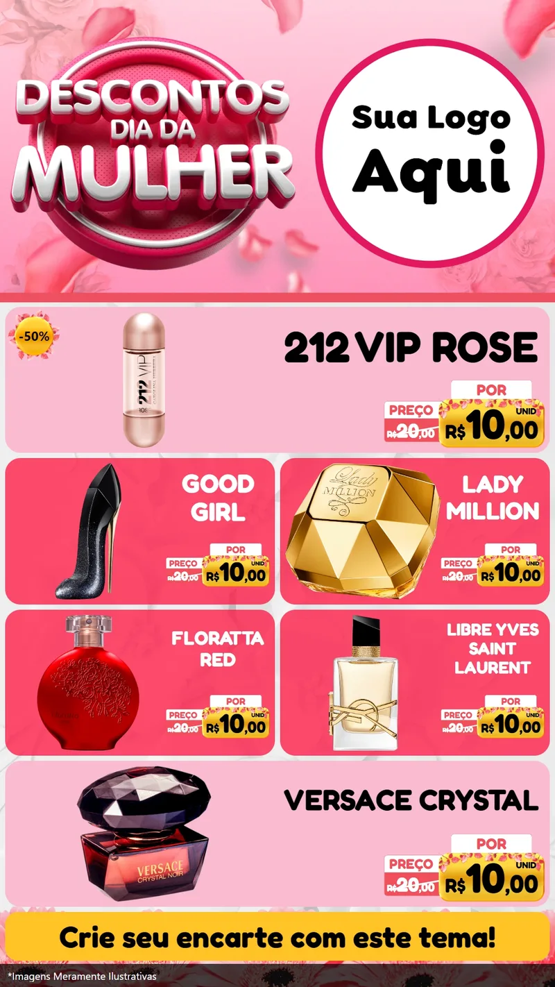 Modelo de TV para TV Vertical com o tema Descontos Dia da Mulher para Perfumes