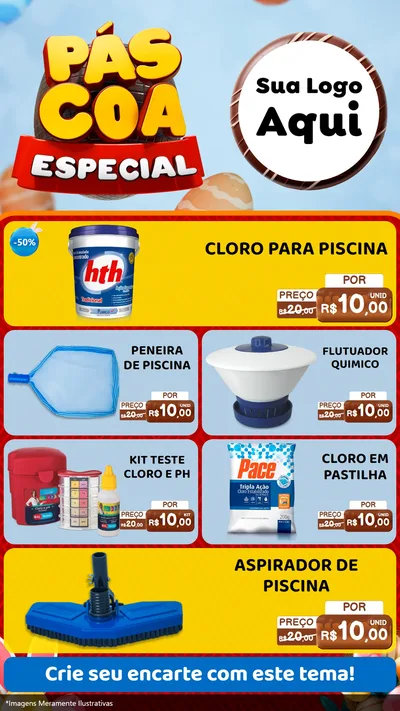 Modelo de TV para TV Vertical com o tema Páscoa Especial para Produtos para Piscina