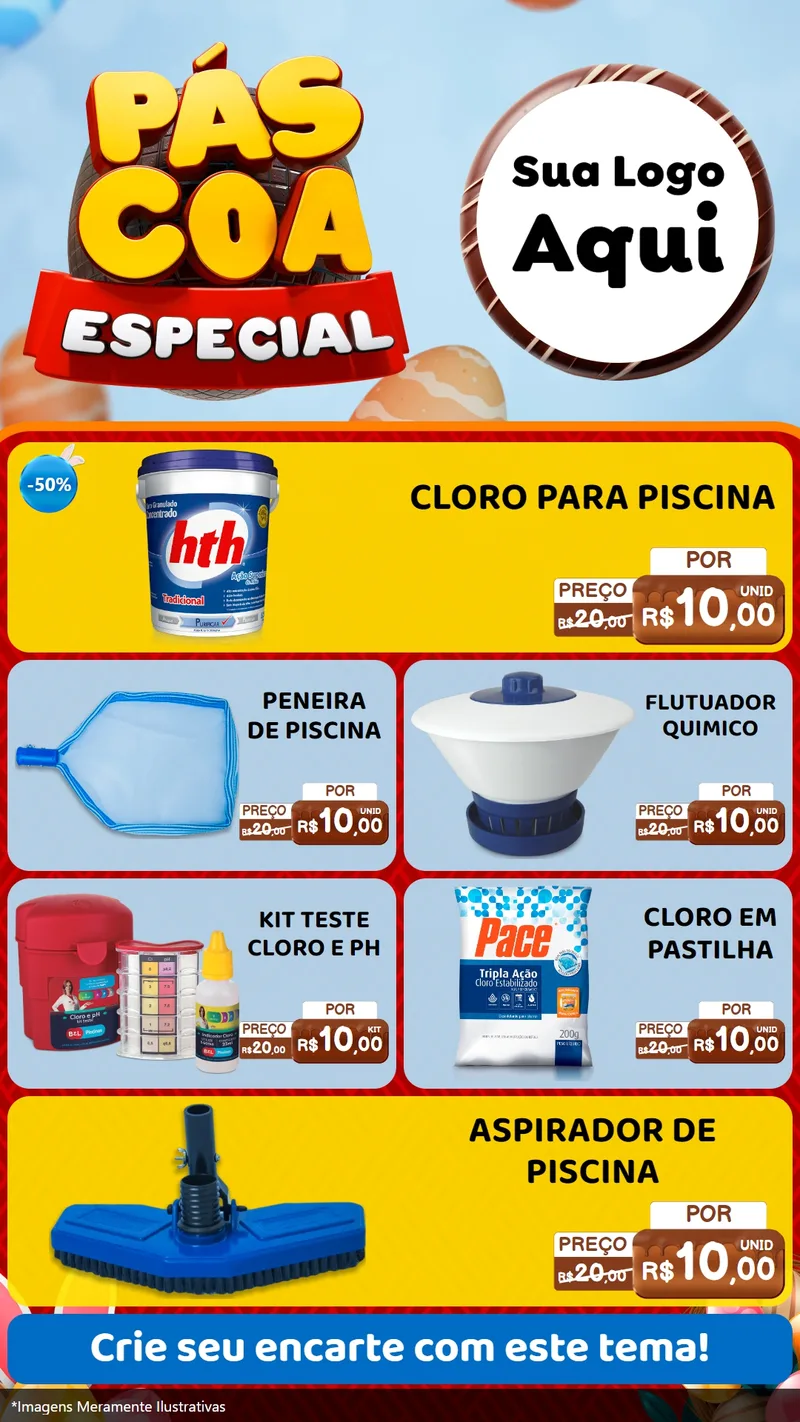 Modelo de TV para TV Vertical com o tema Páscoa Especial para Produtos para Piscina