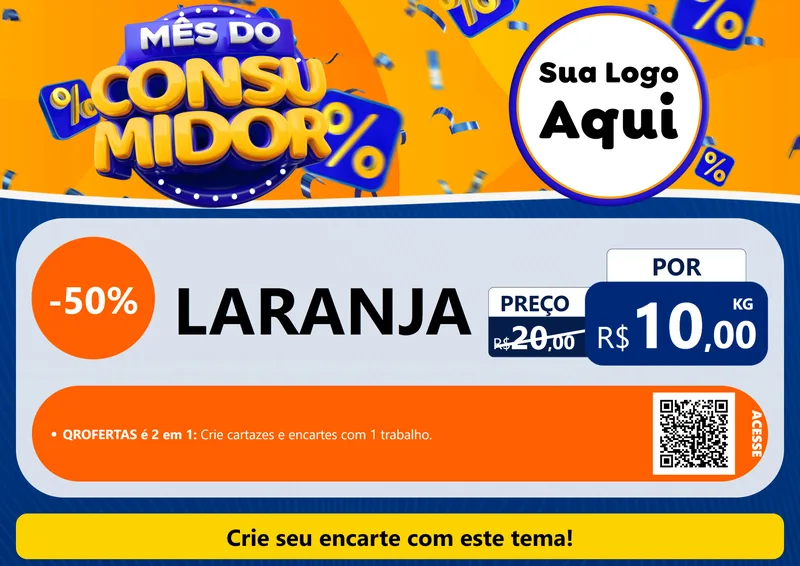 Modelo de Cartaz para Cartaz A4 Horizontal com o tema Mês do Consumidor para Hortifrúti