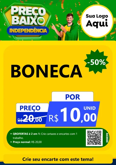 Modelo de Cartaz para Cartaz A4 Vertical com o tema Preço Baixo de Independência para Brinquedos