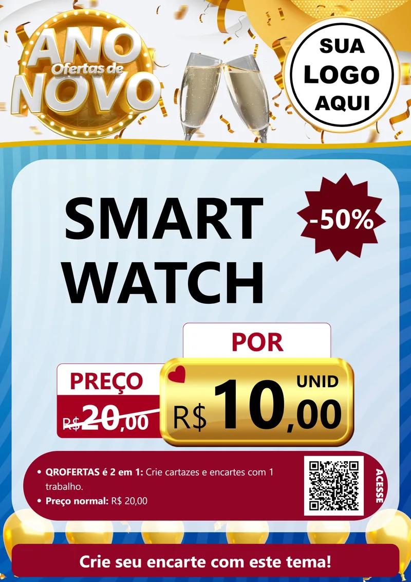 Modelo de Cartaz para Cartaz A4 Vertical com o tema Ofertas de Ano Novo para Informática
