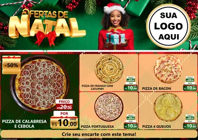 Modelo de Encarte para Encarte A4 Horizontal com o tema Ofertas de Natal para Pizzaria