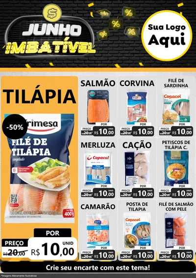 Modelo de Encarte para Encarte A4 Vertical com o tema Junho Imbatível para Peixaria