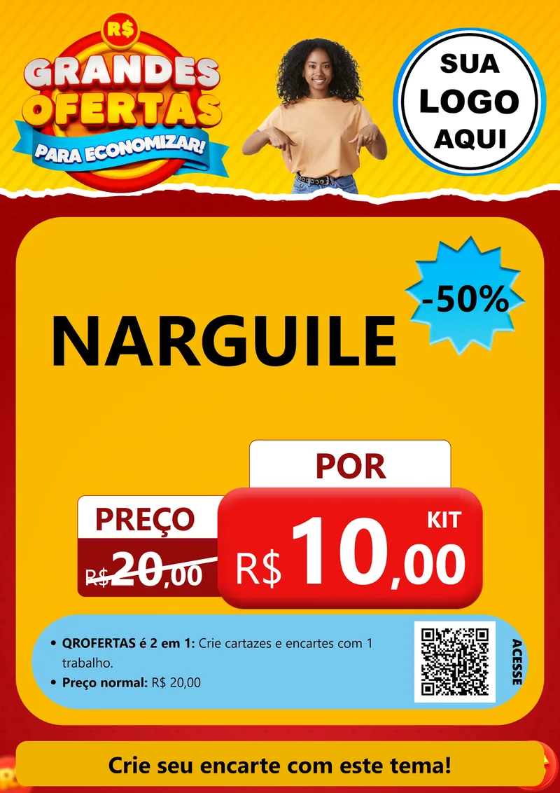Modelo de Cartaz para Cartaz A4 Vertical com o tema Grandes Ofertas Para Economizar! para Tabacaria