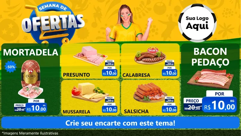 Modelo de TV para TV Horizontal com o tema Semana de Ofertas - Copa para Frios e Laticínios