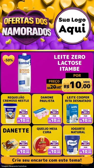 Modelo de Rede Social para Stories com o tema Oferta Dos Namorados para Frios e Laticínios