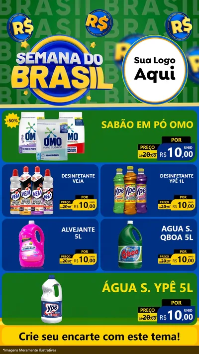 Modelo de TV para TV Vertical com o tema Semana Do Brasil para Produtos de Limpeza