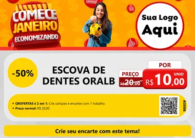 Modelo de Cartaz para Cartaz A4 Horizontal com o tema Comece Janeiro Economizando para Higiene Pessoal