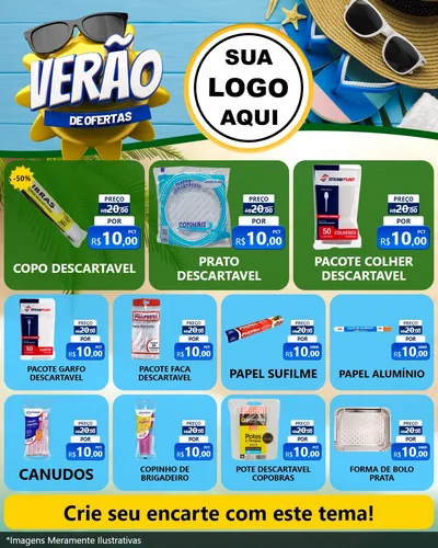 Modelo de Rede Social para Feed Instagram com o tema Verão de Ofertas para Embalagens