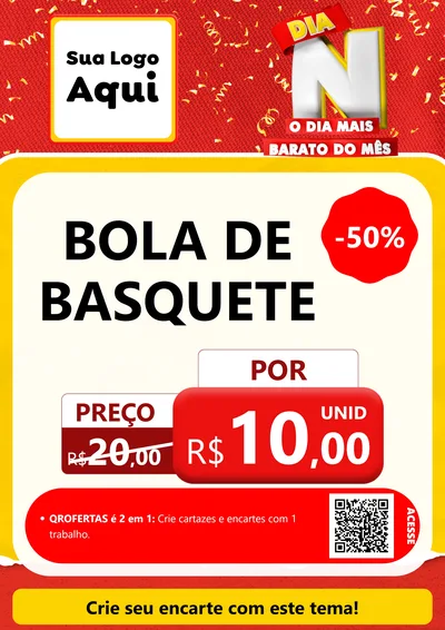 Modelo de Cartaz para Cartaz A4 Vertical com o tema Dia N o Dia Mais Barato do Mês para Artigos Esportivos
