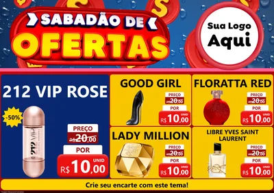 Modelo de Encarte para Encarte A4 Horizontal com o tema Sabadão de Ofertas para Perfumes