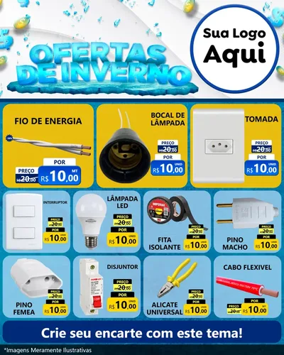 Modelo de Rede Social para Feed Instagram com o tema Ofertas de Inverno para Materiais Elétricos