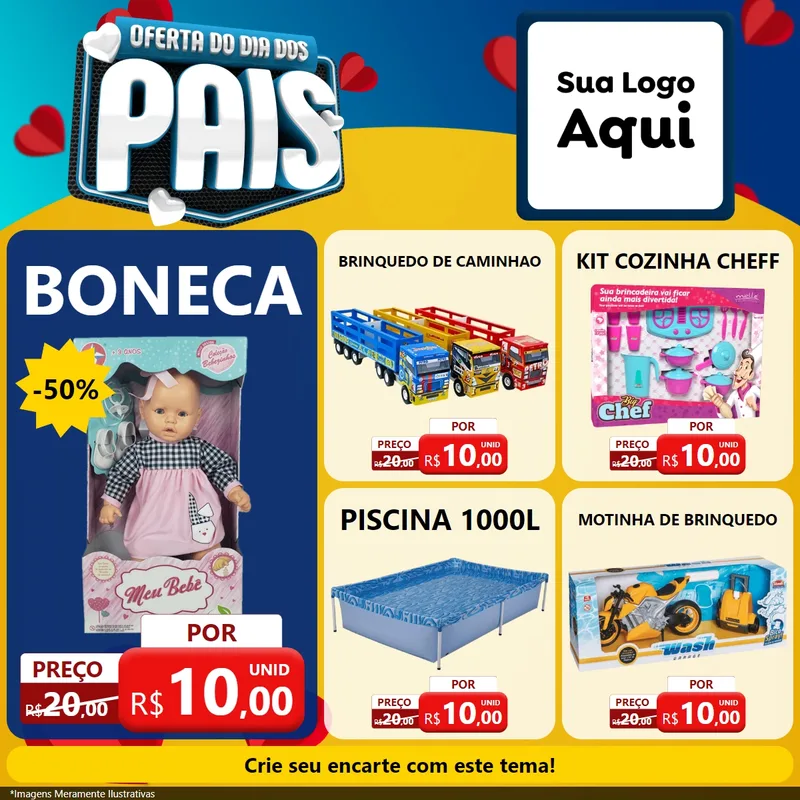 Modelo de Rede Social para Feed Facebook com o tema Oferta Do Dia Dos Pais para Brinquedos