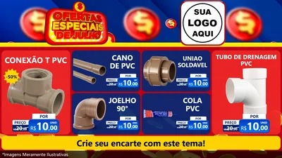 Modelo de TV para TV Horizontal com o tema Ofertas Especiais de Julho para Tubos e conexões