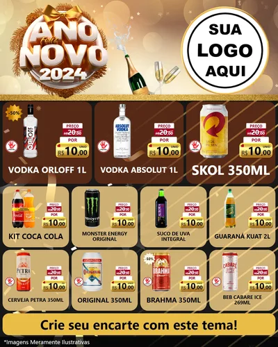 Modelo de Rede Social para Feed Instagram com o tema Feliz Ano Novo 2027 para Distribuidora de bebidas