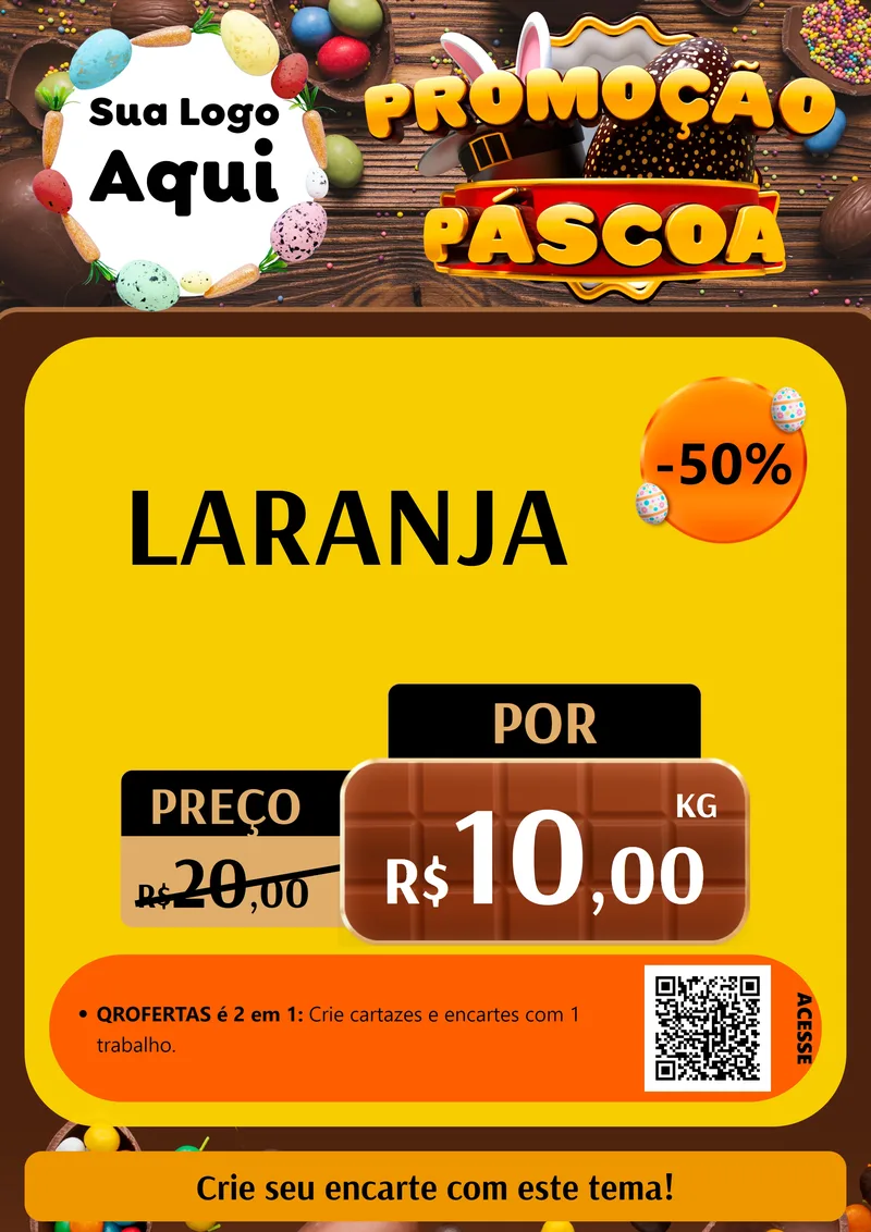 Modelo de Cartaz para Cartaz A4 Vertical com o tema Promoção Páscoa para Hortifrúti