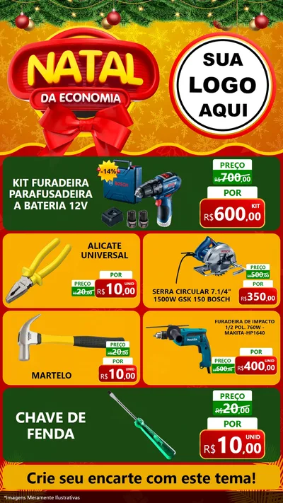 Modelo de TV para TV Vertical com o tema Natal da Economia para Maquinas e Ferramentas
