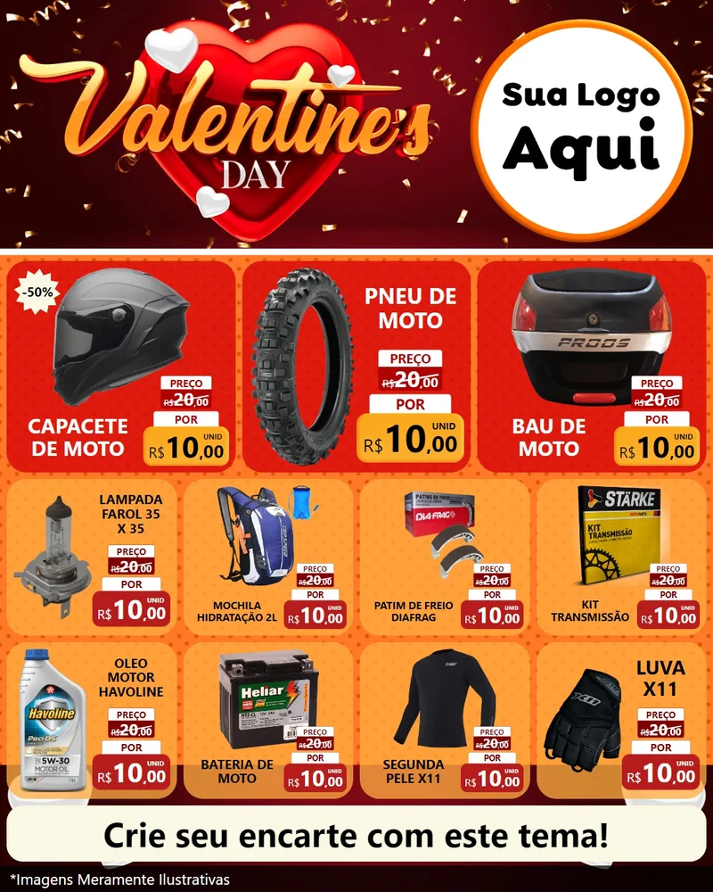 Modelo de Rede Social para Feed Instagram com o tema Valentine's Day para Moto peças