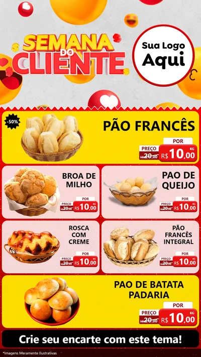 Modelo de TV para TV Vertical com o tema Semana do Cliente para Padaria