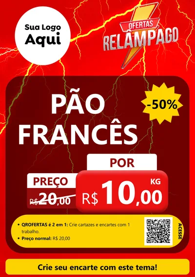 Modelo de Cartaz para Cartaz A4 Vertical com o tema Ofertas Relâmpago para Padaria