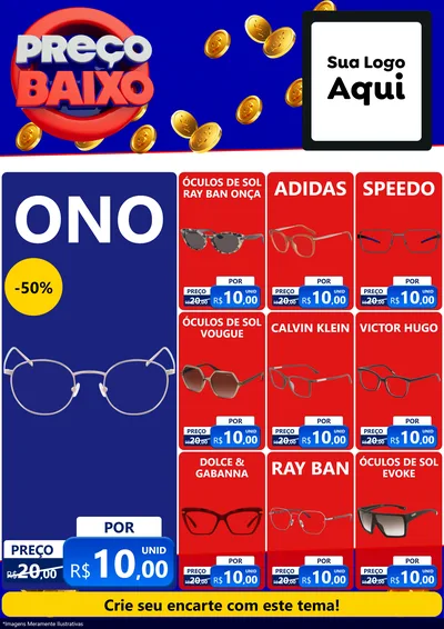 Modelo de Encarte para Encarte A4 Vertical com o tema Preço Baixo para Óticas