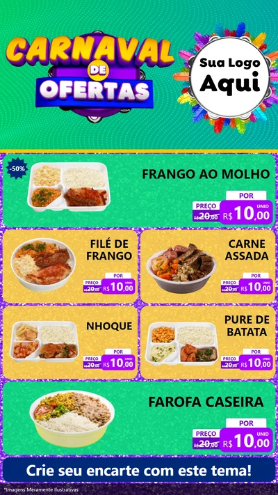 Modelo de TV para TV Vertical com o tema Carnaval de Ofertas para Restaurante