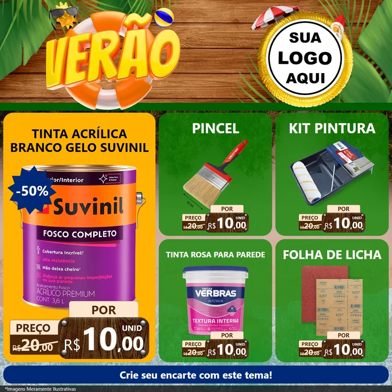 Modelo de Rede Social para Feed Facebook com o tema Verão para Tintas e Ferramentas