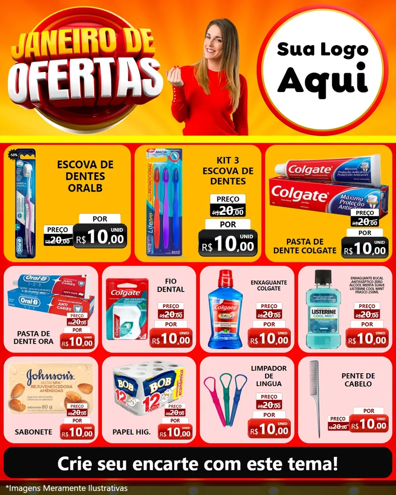 Modelo de Rede Social para Feed Instagram com o tema Janeiro de Ofertas para Higiene Pessoal