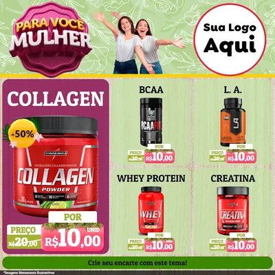 Modelo de Rede Social para Feed Facebook com o tema Para Você Mulher para Suplementos alimentares