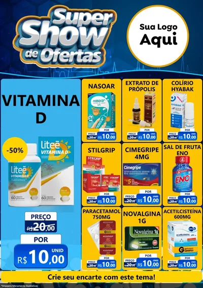 Modelo de Encarte para Encarte A4 Vertical com o tema Super Show de Ofertas - Farmácia para Farmácia