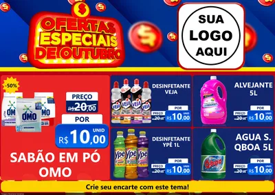 Modelo de Encarte para Encarte A4 Horizontal com o tema Ofertas Especiais de Outubro para Produtos de Limpeza