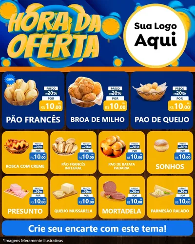 Modelo de Rede Social para Feed Instagram com o tema Hora da Oferta para Padaria