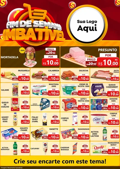 Modelo de Encarte para Encarte A4 Vertical com o tema Fim de Semana Imbatível para Frios e Laticínios