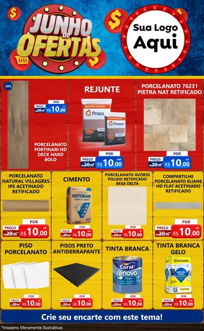 Modelo de Encarte para Encarte Grande com o tema Junho de Ofertas para Pisos e revestimentos