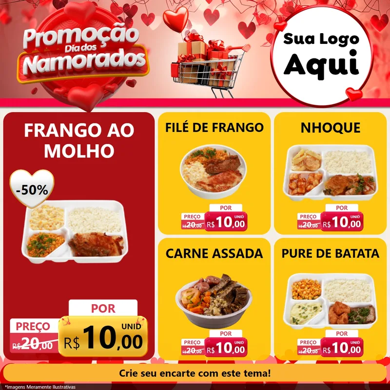 Modelo de Rede Social para Feed Facebook com o tema Promoção Dia dos Namorados para Restaurante