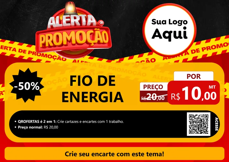 Modelo de Cartaz para Cartaz A4 Horizontal com o tema Alerta de Promoção para Materiais Elétricos