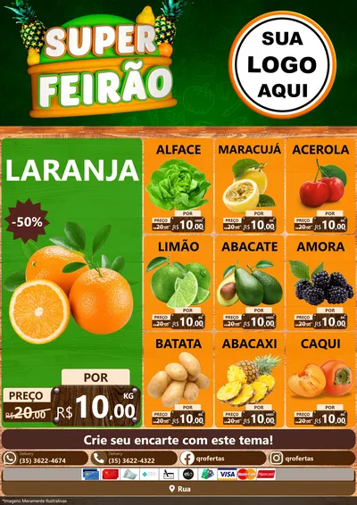 Modelo de Encarte para Encarte A4 Vertical com o tema Super Feirão para Hortifrúti