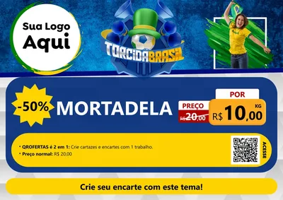 Modelo de Cartaz para Cartaz A4 Horizontal com o tema Torcida Brasil - Copa para Frios e Laticínios