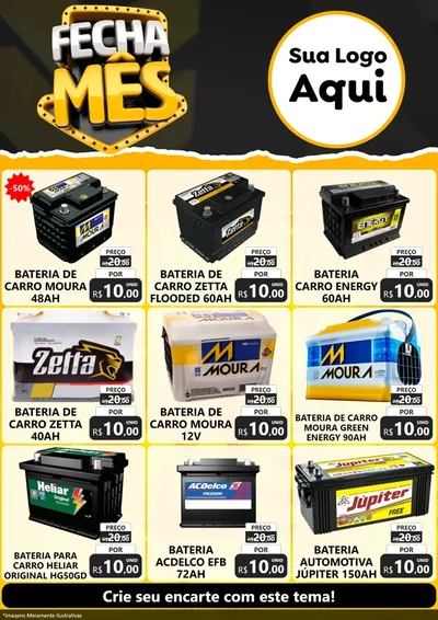 Modelo de Encarte para Encarte A4 Vertical com o tema Fecha Mês para Baterias Elétricas