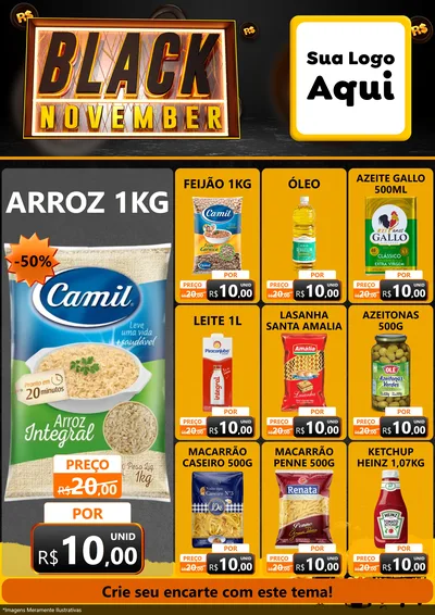 Modelo de Encarte para Encarte A4 Vertical com o tema Black November para Supermercado
