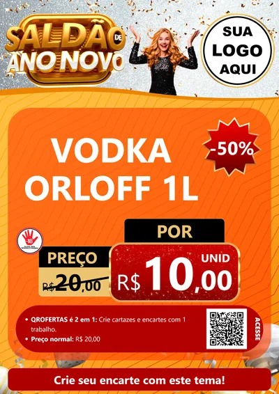 Modelo de Cartaz para Cartaz A4 Vertical com o tema Saldão de Ano Novo para Distribuidora de bebidas