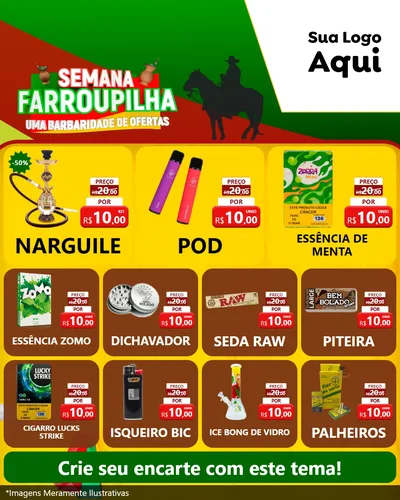 Modelo de Rede Social para Feed Instagram com o tema Semana Farroupilha - Uma Barbaridade de Ofertas para Tabacaria