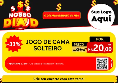Modelo de Cartaz para Cartaz A4 Horizontal com o tema Nosso Dia D para Cama, Mesa e Banho
