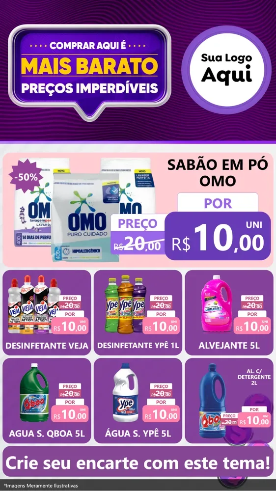 Modelo de Rede Social para Stories com o tema Mais Barato para Produtos de Limpeza