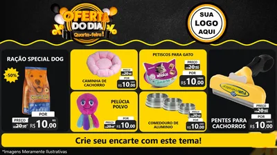 Modelo de TV para TV Horizontal com o tema Oferta do Dia - Quarta Feira! para Pet Shop