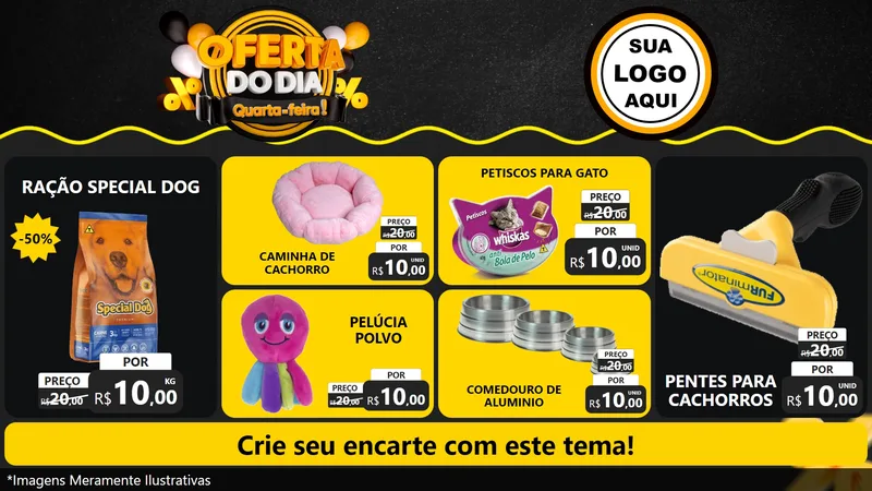 Modelo de TV para TV Horizontal com o tema Oferta do Dia - Quarta Feira! para Pet Shop