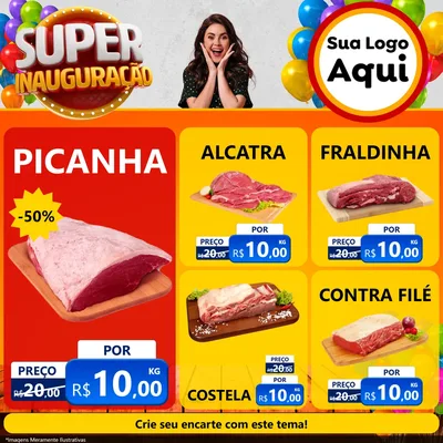 Modelo de Rede Social para Feed Facebook com o tema Super Inauguração para Açougue