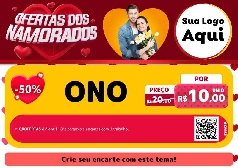 Modelo de Cartaz para Cartaz A4 Horizontal com o tema Ofertas Dos Namorados para Óticas
