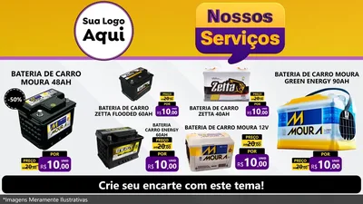 Modelo de TV para TV Horizontal com o tema Nossos Serviços para Baterias Elétricas
